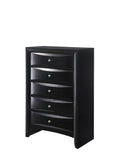 1Pc Contemporary 5 Drawer Chest Black Finish Solid Wood Wooden Bedroom Furniture B011P216688