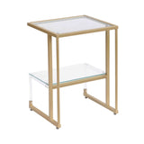 Golden Side Table, 2-Tier Acrylic Glass End Table for Living Room&Bedroom W1071106954
