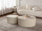 Round Wood Coffee Table for Living Room for Small Space Apartment and No Need Assembly W3081P255045