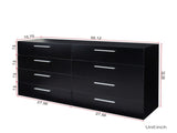 8 Drawer Double Dresser for Bedroom, Wide Storage Cabinet for Living Room Home Entryway, Black 07572522