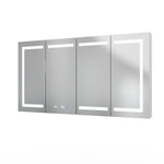 ZUN Lighted Medicine Cabinet 60 x 32 Inch, Recessed or Surface led Medicine Cabinet, Clock, Room Temp W1135P155057