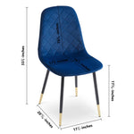 ZUN Blue Velvet Tufted Accent Chairs with Golden Color Metal Legs, Modern Dining Chairs for Living W116464051