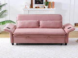 65.74-inch pink letter striped fabric multi-functional sofa bed, suitable for bedrooms and living W3371P311783