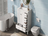 36" White Bathroom Vanity with Ceramic Sink Combo, Abundant Storage Cabinet -2 Soft-close doors and WF319798AAK