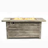 54inch Outdoor Fire Table Steel Fire Pit Table with Wood Grain Surface W853P166783