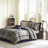 ZUN Twin XL Plaid Comforter Set with Bed Sheets B03595827