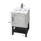 20" Small Bathroom Vanity with Sink & Hot and Cold Faucet, Freestanding Bathroom Cabinet with White W688P224408