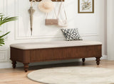 50.8-inch Multi-Functional Ottoman Bench-Solid Rubberwood Bed End Bench with Linen Seat, W5819P481607