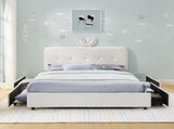Full Size Kids Upholstered Bed with Oversized Rabbit Ear Headboard, LED Light & 4 Storage Drawers, W1413P384924