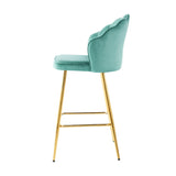 Shell shape green velvet bar chair, gold-plated metal chair legs, suitable for coffee shop, bar, W210P224254