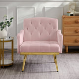 PINK velvet armchair with metal legs W58852197