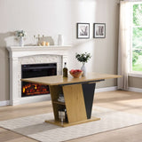 61.81 inch Extendable Dining Table with Built-in Storage, Modern Wooden Table with Sturdy W2317P251946