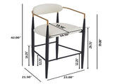Barstools Set of 2, Upholstered Bar Stools with Back for Kitchen Island, Beige Faux PU Leather N779P248198P