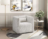 Modern Living Room Swivel Chair Beige Jacquard Fabric Upholstery Pillow Comfort Plywood Furniture B011P315600