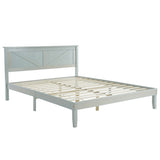 Queen Size Solid Wood Platform Bed Frame with Headboard Gray Wash 68164226