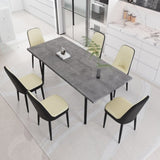 55.12-70.87" expandable rectangular dining table that can accommodate 4-6 people, equipped with 6 PU 09405971