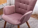 ZUN Leiria Contemporary Silky Velvet Tufted Accent Chair with Ottoman, Mauve T2574P164274