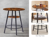 Round bar stool set with shelf, upholstered stool with backrest, Rustic Brown, 23.62'' W 23.62'' D 43399566