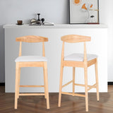 Mid-Century Modern Design Solid Wood 24" Counter Stools ,Upholstered Counter Stools with Wood Legs W2812P269425