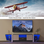 ZUN TV Console with Large Storage Cabinets, Biplane Shape Design LED TV Stand with Remote Control, 47621214