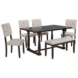 6-Piece Table and Chair Set with Special-shaped Legs and Foam-covered Seat Backs&Cushions for 69082901
