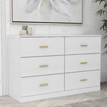 ZUN Modern White 6-Drawer Dresser for Bedroom - Ample Storage Wide Chest of Drawers, Sturdy & Safe W1785136021