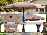 Brown 10ft Scalloped Patio Umbrella with PushButton Tilt, Vented Outdoor Market Parasol with Crank 60246374