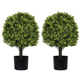 2PCS Set 22in Artificial Trees Natural Full Bodied Artificial Topiary Ball Plants for Outdoor Front 27579461