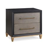 1pc Contemporary Dark Wood Finish Brushed Gold Hardware Tapered Legs Two-Drawers Nightstand Wooden B2741P325730