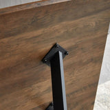 Modern Minimalist Style Dining Table MDF wooden Top Black Metal Shelf Metal Heat Transfer Legs W241132801