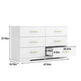 ZUN White color Large 6 drawers chest of drawer dressers table with golden handle W1320110986