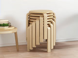 Stackable Bentwood Stool Set of 6, 18" Round Stacking Backless Nesting Stools, Anti-Slip Felt W3101P480684