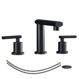 Matte Black Widespread Bathroom Faucet, Waterfall Bathroom Faucets for Sink 3 Hole, 2-Handles Modern T3177P277505