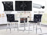 A set of 2 black vintage crocodile bar chairs, featuring crystal clasp design and synthetic W3875P383114