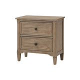 2-Drawer Nightstand with Round Bronze Pull Knobs, Wire-Brushed Warm Gray B016P356197