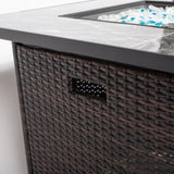 30inch Outdoor Fire Table Propane Gas Fire Pit Table with Lid Gas Fire Pit Table with Glass Rocks W85343034