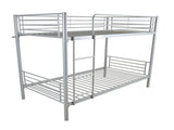 Iron Bed Bunk Bed with Ladder for Kids Twin Size Gray 40700088