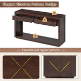 55" Console, Rustic Wooden Entryway with Storage Drawers and Open Shelf, Elegant Sofa 66076097