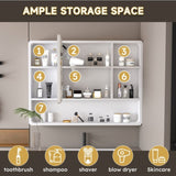 Aluminium Medicine Cabinet Mirror, 35 x 28 Inches Medicine Cabinet with 3 Colors LED Light and W2700P269439