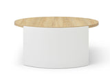 Round Coffee Table,31" Coffee Table for Living Room,2-Tier Rustic Wood Desktop with Storage Shelf W1117P224566