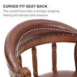 Seat height 26.5'' Cow top Leather Wooden Bar Stools, 360 Degree Swivel Bar Height Chair with Backs 41697964