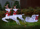 3-Piece Lighted Set of 2 Reindeer & Sleigh, Weather Proof Christmas Outdoor Decorations with Pre-lit 83834966