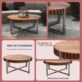31.4-inch living room circular coffee modern natural wood grain handmade drum shaped coffee 90175034