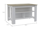 Rockaway 3-Shelf Kitchen Island White and Light Oak B06280060