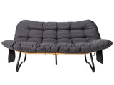 1339487cm 2-Seater Curved Wicker Loveseat with Magazine Pockets & Grey Cushion 76917434