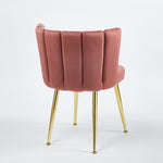 ZUN Modern PINK dining chair with iron tube golden color legs, velvet and comfortable W234P256810