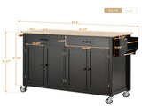 Kitchen Island Cart with Solid Wood Top and Locking Wheels,54.3 Inch Width,4 Door Cabinet and Two 59372861