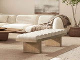 Bella 52" Upholstered Modern Accent Bench, Ivory White Boucle B2719P292908