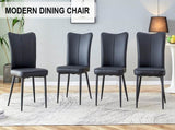 Modern Black PU Chair Set - Four Pieces, The backrest has a vertical and smooth line design.Suitable W1151P268762