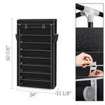 ZUN 10 Tiers Shoe Rack with Dustproof Cover Closet Shoe Storage Cabinet Organizer Black 93222617